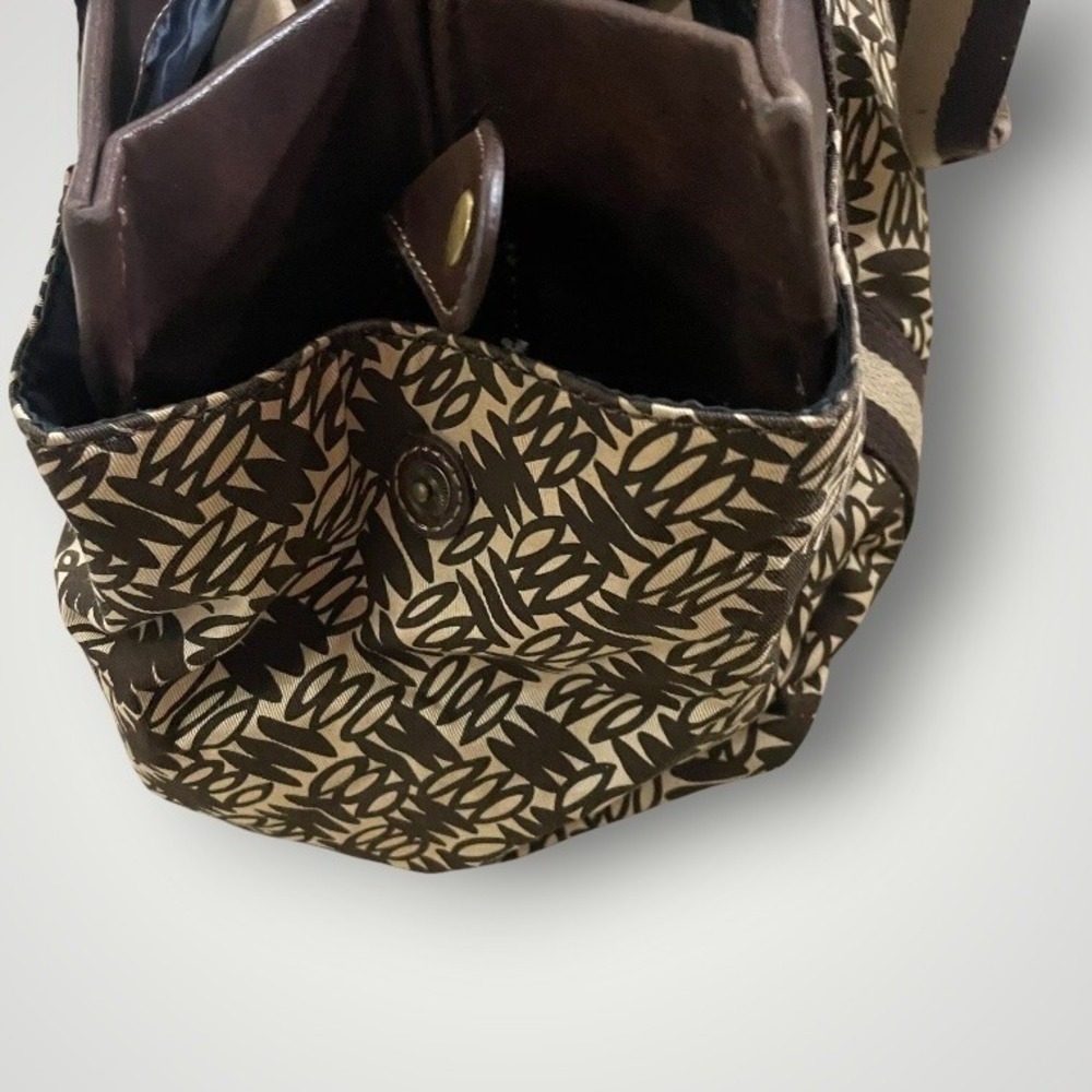 Tommy Hilfiger Tote Bag Medium Brown Canvas Satchel Classic Designer Old Money - Picture 8 of 10